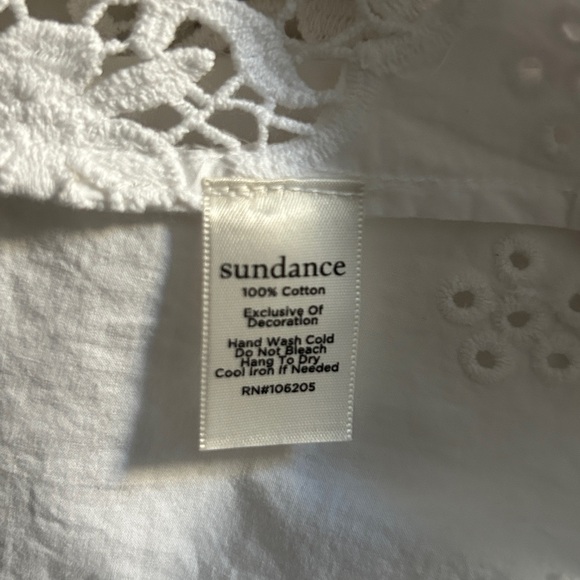 Sundance White Cotton Eyelet Lace Boho princess Blouse Tassel Tie Peasant  PS - Picture 9 of 13